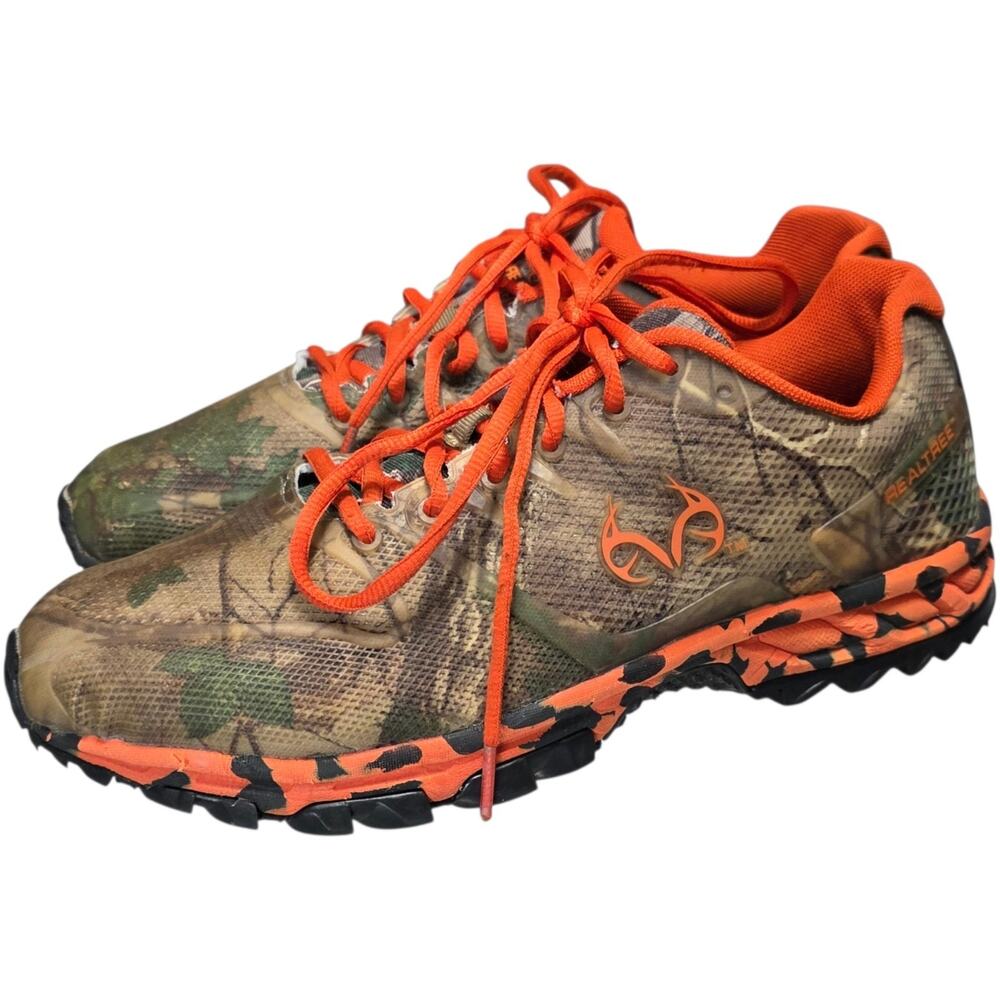 Realtree Cobra Camo Hunting Shoes Mens 10 4E Extra Wide Orange Trail Sneakers